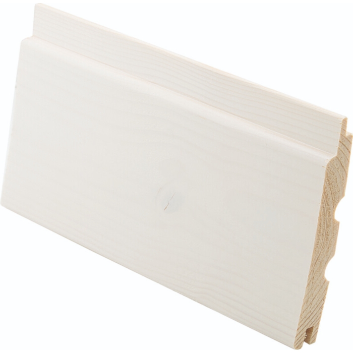 14x120 STP Valkovahattu kuusi paneeli, päätypontattu, sisustus